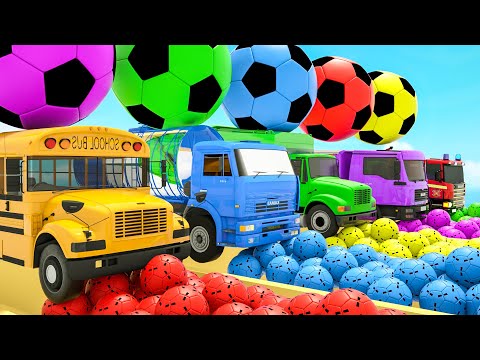 Wheels On the Bus song - School bus and colorful soccer balls - Baby Nursery Rhymes & Kids Songs