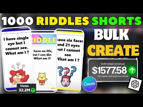 Bulk Create 1000 Funny Riddles Shorts In 10 Mins Using Canva & Chat GPT.