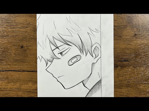 Easy sketch for beginners | How to draw sad anime boy easy step-by-step