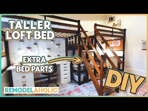 Making Loft Beds Taller With Large Desk Space And Stairs