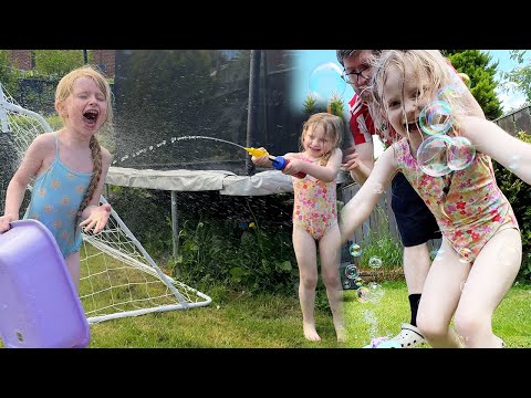 BUBBLES PARTY IN THE BACKYARD!! Backyard filled with bubble makers! (BEST WATER FIGHT GAME)