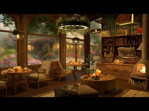 Spring Coffee Shop Ambience & Smooth Jazz Music | Background Instrumental to Relax, Study, Work