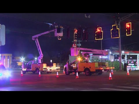 Construction worker struck by semi while working in bucket truck