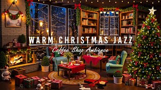 Christmas Jazz Instrumental Music 2025 & Warm Fireplace Sound🎄Cozy Christmas Bookstore Cafe Ambience