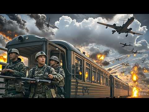 A train full of soldiers was bombed by enemy planes, very thrilling!