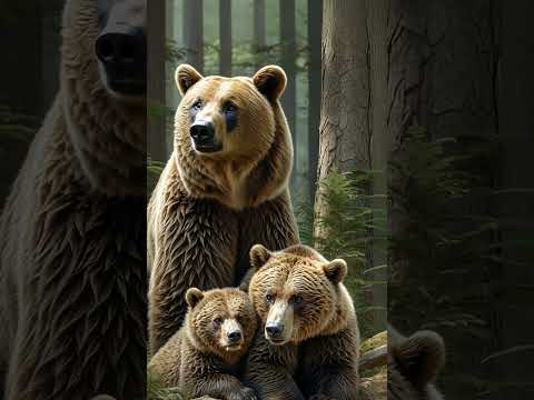 Heartwarming Grizzly Bear Family in the Forest – Nature at Its Best