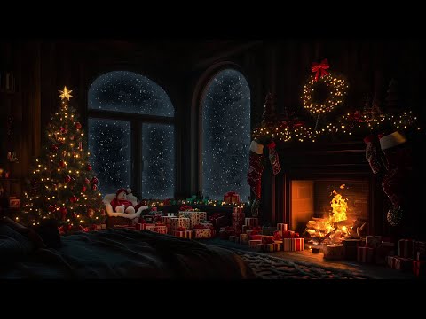 Cozy Christmas Cottage | Crackling Fireplace and Snow Winter for Deep Sleep