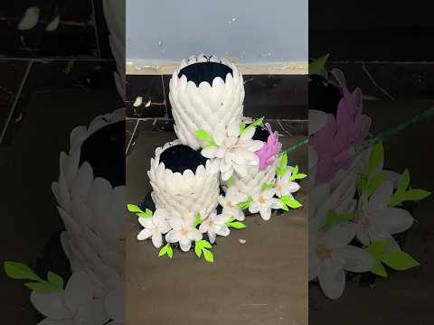 Beautiful Flower Vase Craft using Plastic Spoons #short #reel #viral #youtubeshort #trending #diy