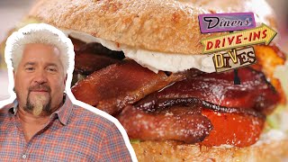 Guy Fieri Tries an Off-the-Hook Bagel BLT Sandwich | Diners, Drive-ins and Dives | Food Network