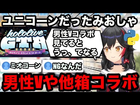 【AI切り抜き】他箱や男性Vとのコラボについて言及するみおしゃ【ホロライブ切り抜き/大神ミオ】