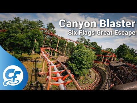 Canyon Blaster front seat on-ride 5K POV @60fps Six Flags Great Escape