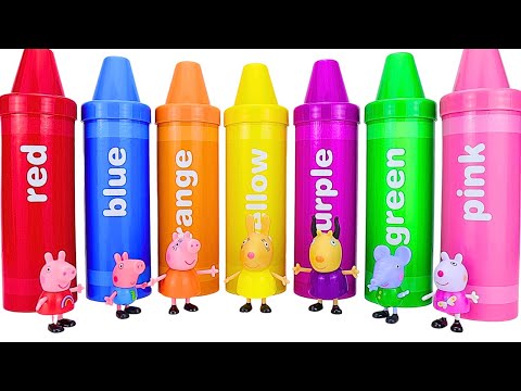 Best Peppa Pig Learning video for Toddlers with Colorful Crayon Surprises | Learn Shapes and Colors