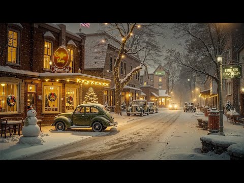 Tranquil Winter Night Street : Relaxing Smooth Jazz  Music for Cozy Evenings | Softly Falling Snow⛄