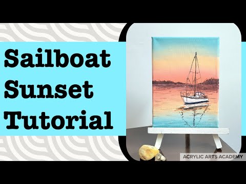 Easy Acrylic Painting Tutorial: Sailboat Sunset on the Beach for Beginners | Step-by-Step Seascape