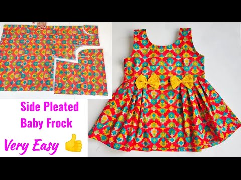 Side pleated baby frock cutting and stitching | Baby Frock cutting and stitching