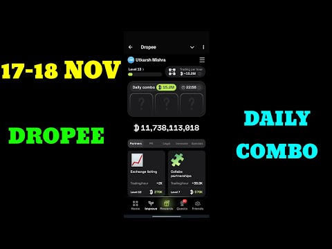 Dropee Daily Combo 17 - 18 November| New Daily Combo Card 17 November|Daily Combo Dropee