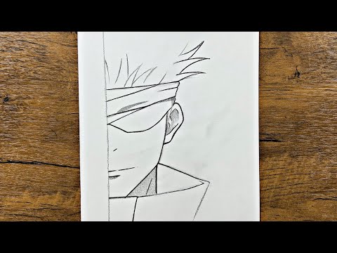 Easy gojo drawing for beginners | How to draw draw gojo satoru half face step-by-step