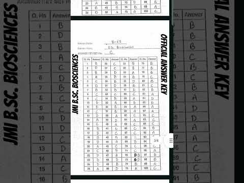 JMI B.Sc Biosciences official Answer Key 2024-25 #studybuddy #jmi #jamia #Bsc #AnswerKey #bioscience