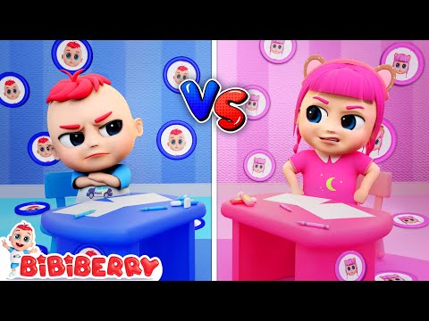 Pink vs Blue Room Challenge - Jozzy's Family Fun Playtime | Bibiberry Nursery Rhymes & Kids Songs