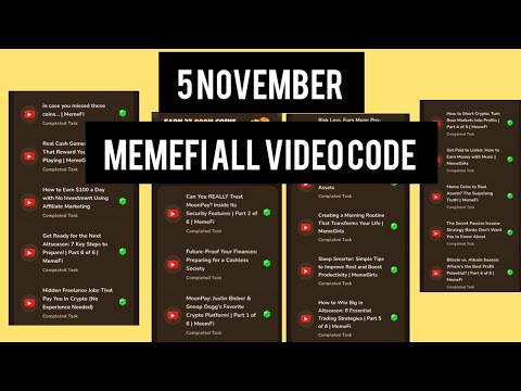 Today Memefi Video Code | Memefi Code Today 5 November | Memefi All Video Code 5 november