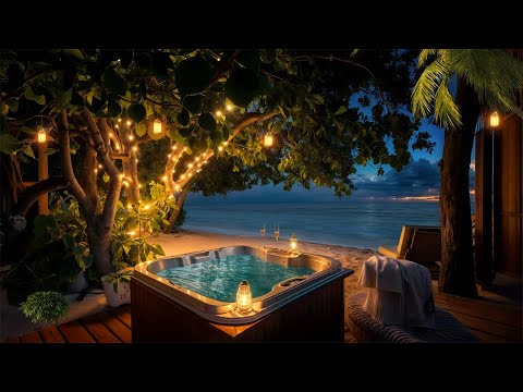 Oceanfront Oasis | Candlelit Beach Ambience with Night Waves and Cozy Lights 🌕🌊