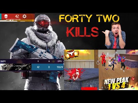 MUST WATCH⚡ Record breaking 42 kills first time ever in free fire solo vs squad match☠️.One tap SVD