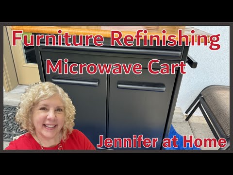 FURNITURE MAKEOVER MICROWAVE CART #furniturerefinishing #kitchenisland #restore #makeover #refresh