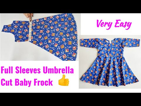 Umbrella Cut Baby Frock Cutting and stitching with sleeves