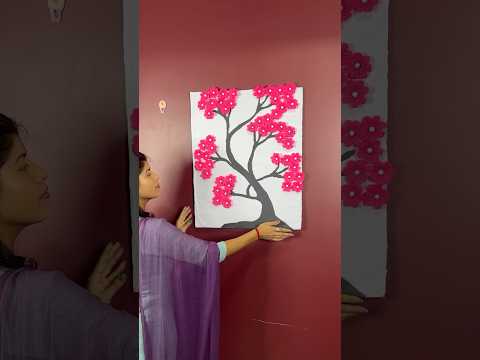 Beautiful Pink Tree Wall Decor Idea #short #reel #youtubeshort #diy #viral #trending #walldecor