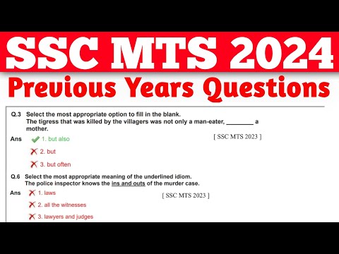 SSC MTS 2024 | Previous Year Questions | SSC MTS 2024 Important Questions | SSC MTS