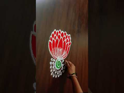 beautiful lotus rangoli kolam design 🌷 easy muggulu design 🌷 rangoli creations by puja ⚘️