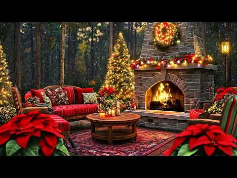 Cozy Christmas Ambience 2025 🎁 Instrumental Christmas Music with Cracking Fireplace