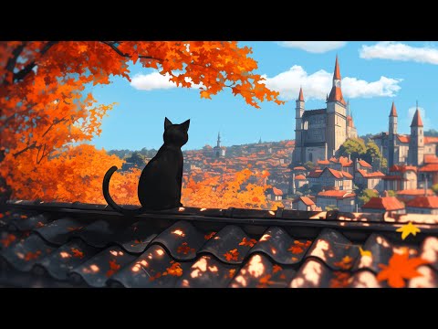 Lofi With My Cat || Admire the Autumn Scenery 🍂🐈‍⬛ Relax Lofi beats🎧 Relaxing Ambient Lofi Vibes