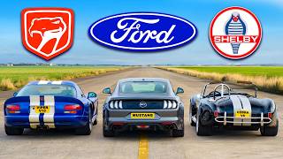 Dodge Viper v Mustang GT v Shelby Cobra: DRAG RACE