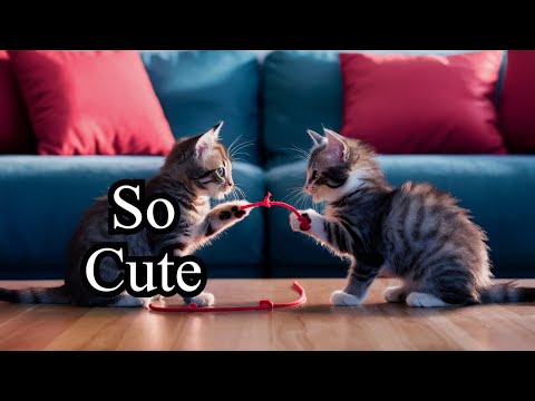 Adorable Kittens Playing Together in Cozy Living Room