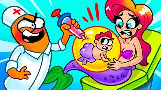 Mermaid Is Having A Baby! | Pregnant Unicorn & Vegetables | Funny Cartoon By Avocado Family