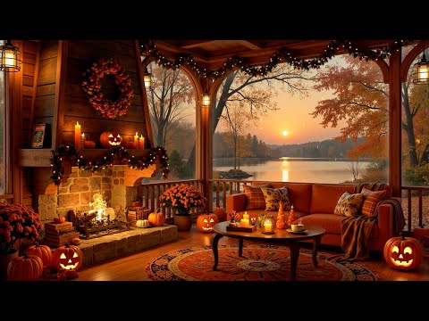 4K Cozy Coffee Shop - Halloween Ambience with Relaxing Jazz Music for Study/Work to