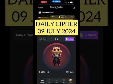 Hamster Kombat Daily Cipher Code: 09 July 2024  #hamsterkombat  #hamsterkombatdailyciphercode