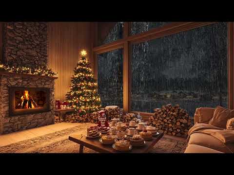 Christmas Night Relaxation: Rain and Crackling Fire Sounds for a Peaceful Sleep