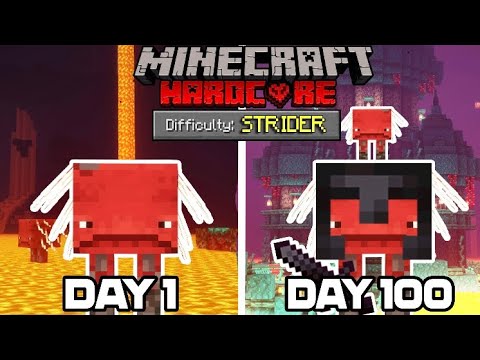 I Survived 100 DAYS as a STRIDER in HARDCORE MINECRAFT... Here's what happened