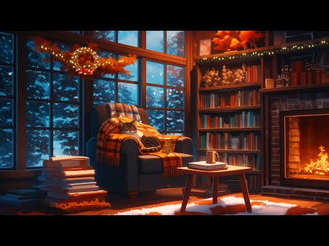 Lofi With My Cat || Cozy Winter Night 🐾❄ Relax / sleep / healing [ Lofi Hip Hop - Lofi Winter ]