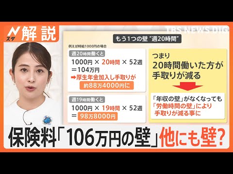 保険料「106万円の壁」撤廃へ　残るもうひとつの壁“週20時間”　税金「103万の壁」の進展は？【Nスタ解説】｜TBS NEWS DIG