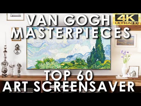 Van Gogh Art Slideshow Top 60 Masterpieces | Famous Paintings Screensaver | No Sound 4K UHD