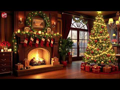 Christmas Music Ambience with Instrumental Christmas Music 🔥Crackling Fireplace🎁Merry Christmas 2025