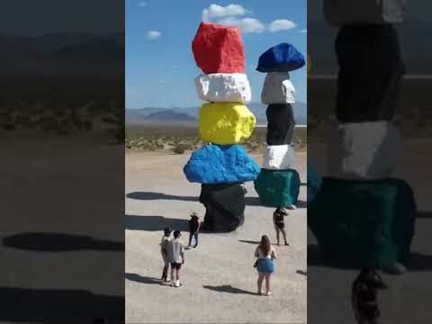 Exploring the vibrant Seven Magic Mountains in the desert 🌵#SevenMagicMountains #Art #Travel #vegas