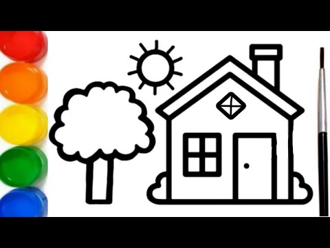 How to Draw Easy House and Tree | Easy Drawing,Painting and Coloring for Kids & Toddlers