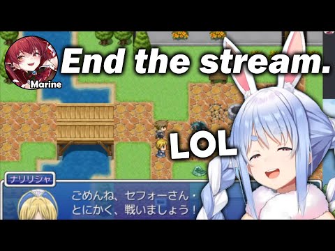 Pekora Got Interrupted Mid-stream by Marine the Game Creator to End the Stream「HoloLive/EngSub」