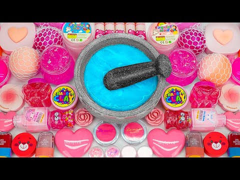 Satisfying Video Making Cute Pink Eyeshadow Slime Mixing Glitter Makeup Cosmetics🌈Slime ASMR #9