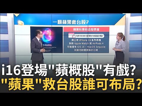 聚焦i16發表! 法人曝蘋概股利多 助攻台股科技股後市? i16九月登場"蘋概股"有戲唱? 挑選個股有訣竅 誰可布局?｜王志郁 主持｜20240909| Catch大錢潮 feat.謝晨彥