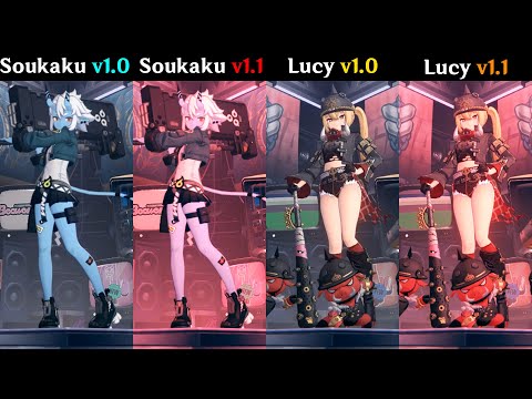 EN Soukaku & EN Lucy GACHA INTRO voice changes [Old v1.0 vs New v1.1]